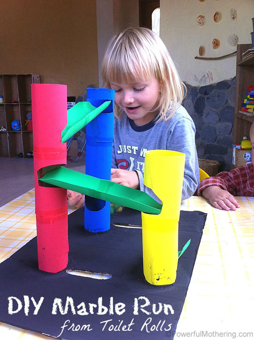 spass kinder basteln ideen kindergeburtstag Kugelbahne